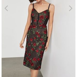 BCBG floral embroidered sheath dress